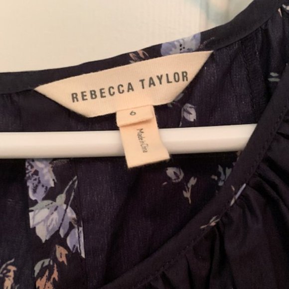 Rebecca Taylor Francine Floral Poplin Jumpsuit, Open Cape Back, Navy, Sz 6 - Picture 9 of 13